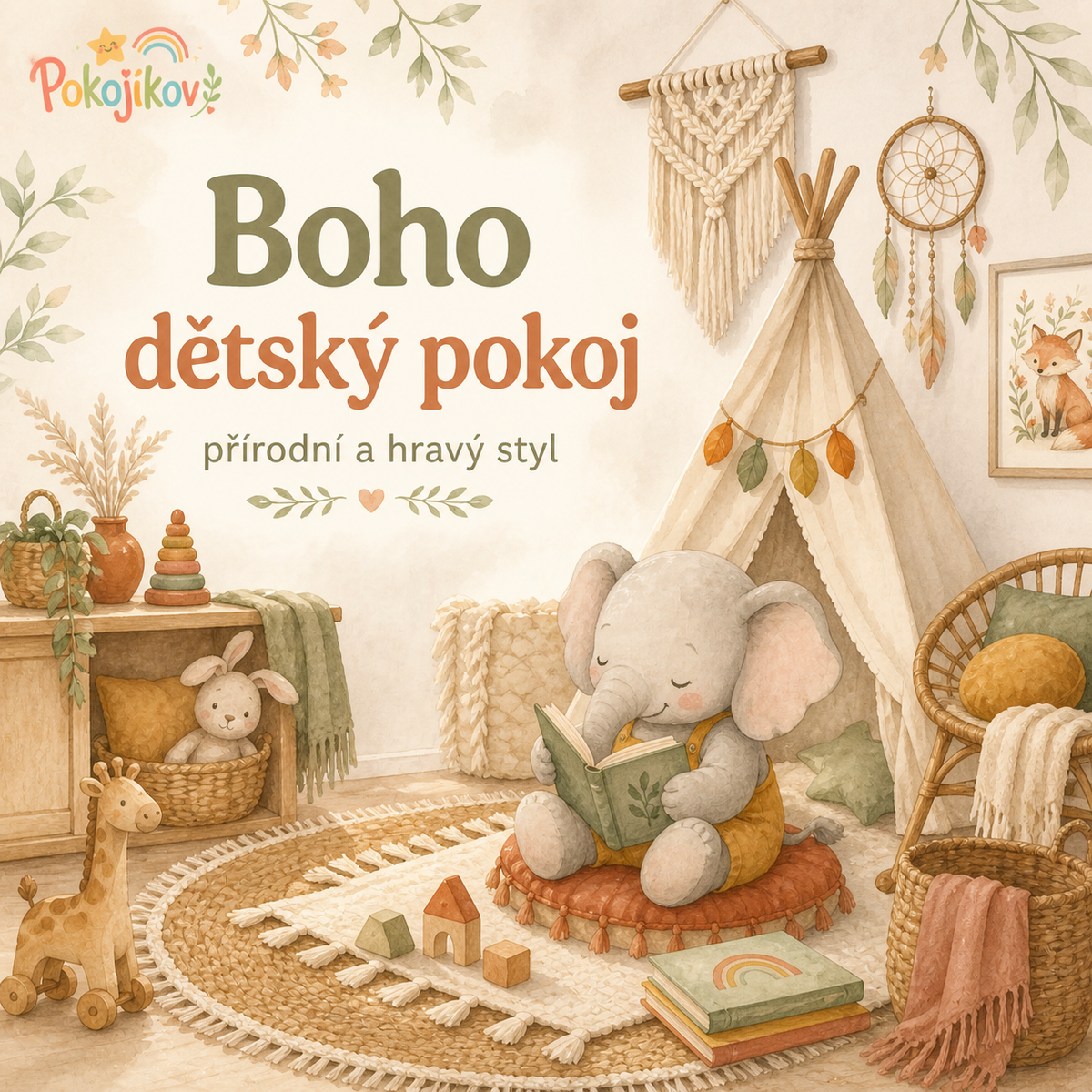 Title picture for post: Boho dětský pokoj: přírodní a hravý styl