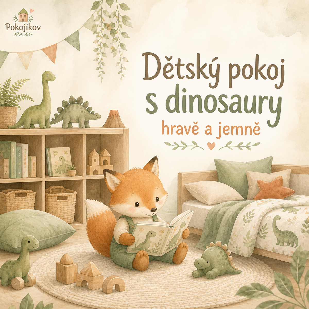 Title picture for post: Dětský pokoj s dinosaury jemně a hravě | Pokojíkov