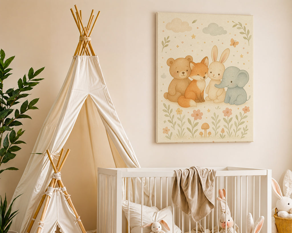 Dětský obraz Zvířátka na květinové louce