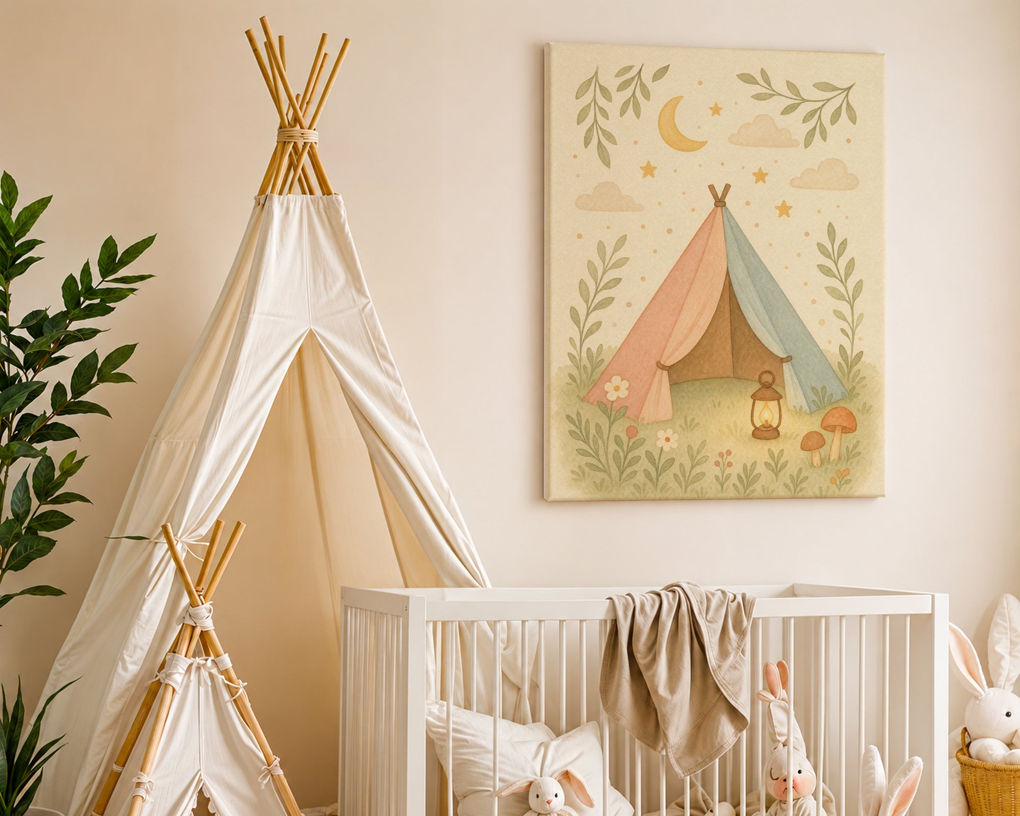 Dětský obraz Teepee pod měsíčkem